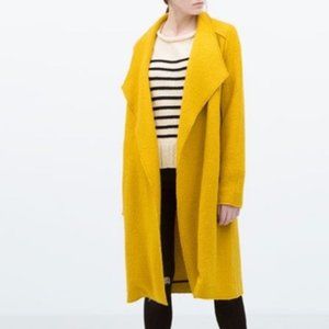 Zara Gold Mustard Wool Wrap Oversized Coat